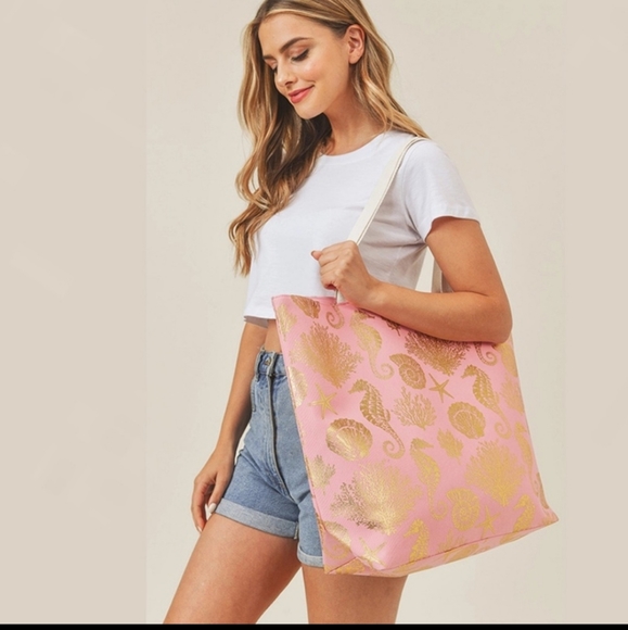 Light Pink and Gold foil tote. - Picture 6 of 9